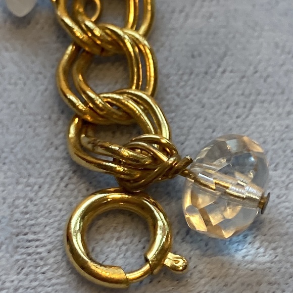 Gold double links bracelet with semi precious beads handmade - Picture 8 of 16